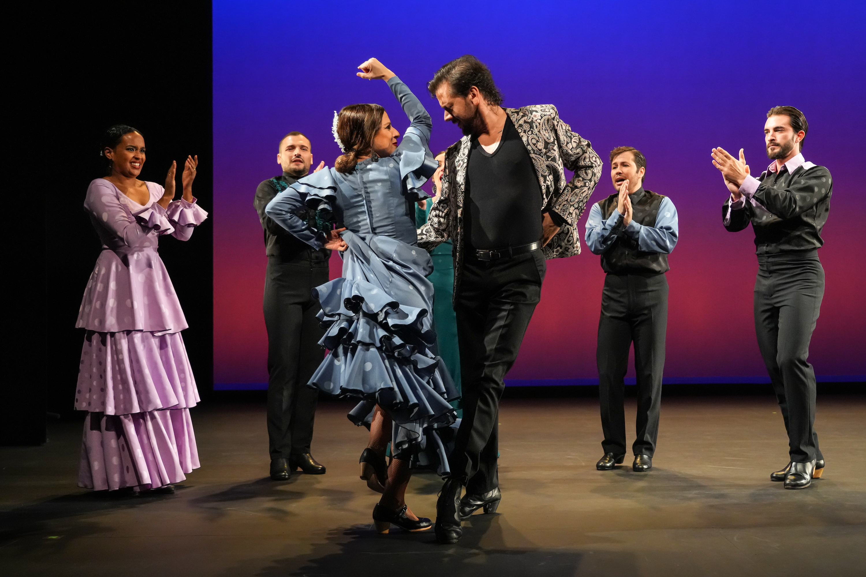 Flamenco dancers performing on stage